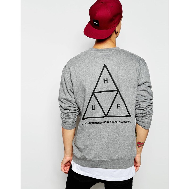 HUF - Sweatshirt mit Triangel-Print - Grau