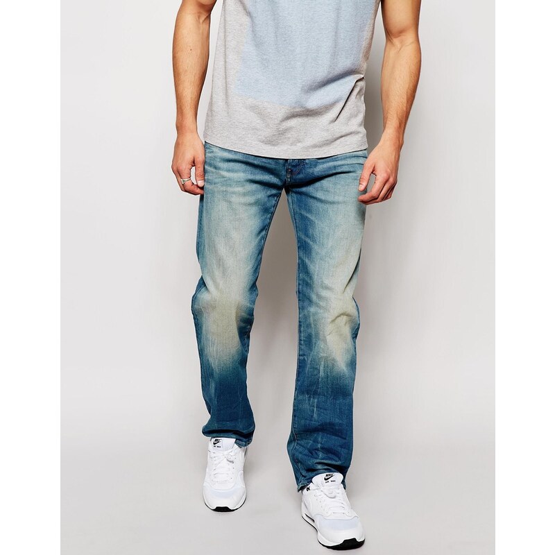 G-Star - 3301 - Jeans mit lockerer Passform aus Cyclo-Stretch in leichter Used-Optik - Blau