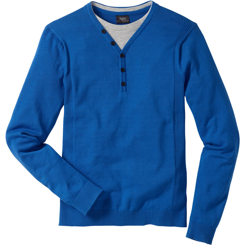 bpc bonprix collection Pullover in 2-in-1-Optik Regular Fit langarm in blau für Herren von bonprix