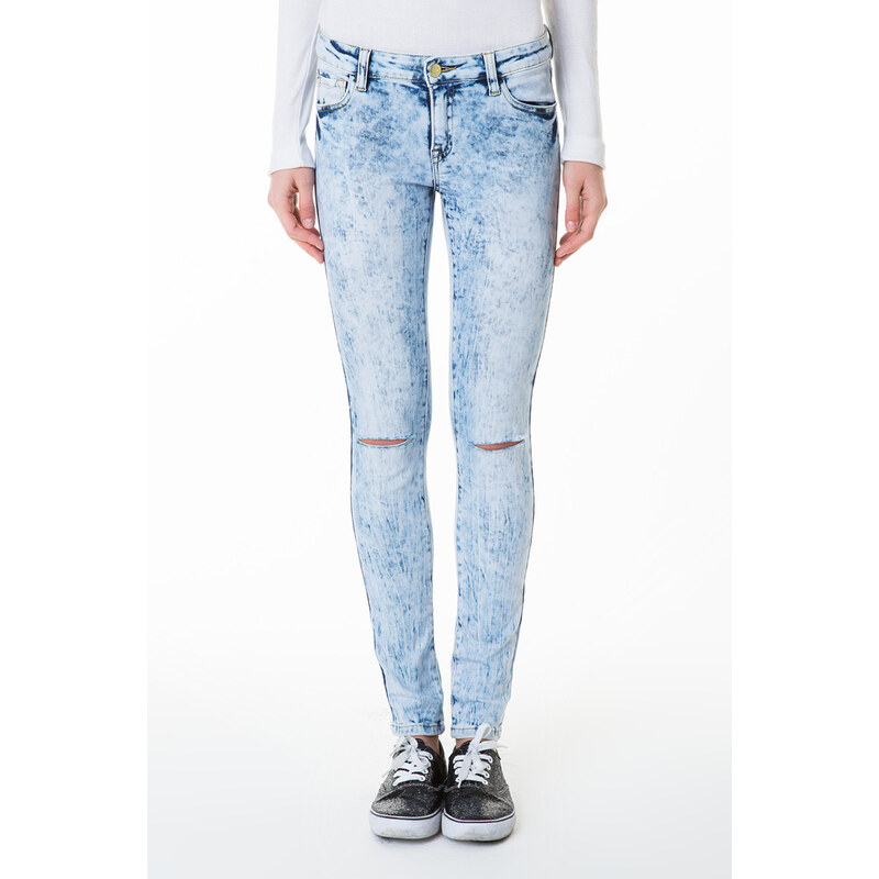 Tally Weijl Blaue, hochgeschnittene Jeans mit Knie-Riss