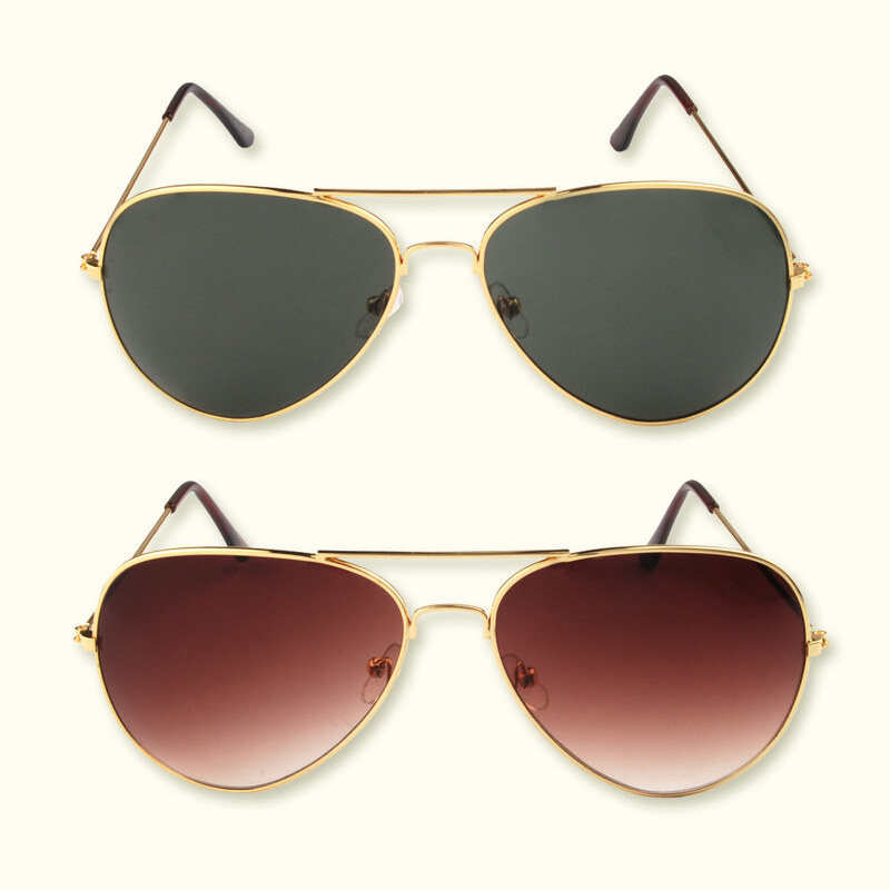 Lesara Goldfarbene Piloten-Sonnenbrille im klassischen Stil - Braun