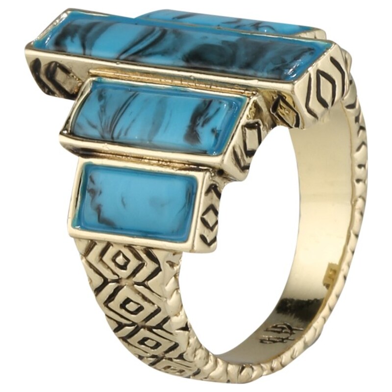 House of Harlow THE LONG RAIN STEPS Ring gold/turquoise