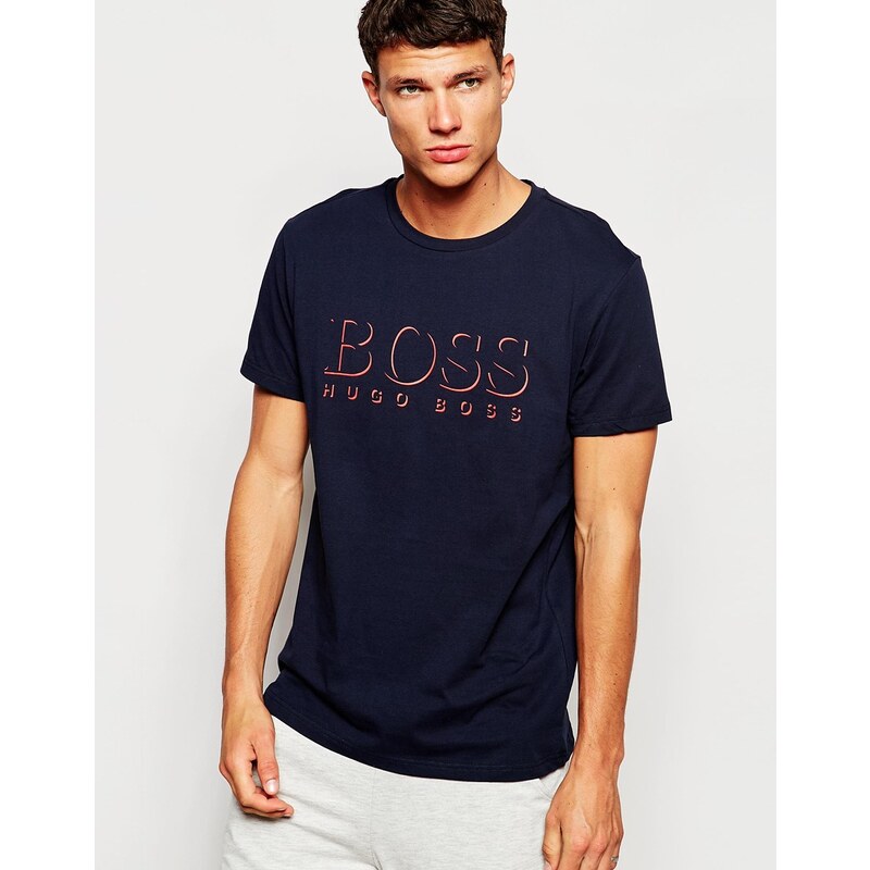 Hugo Boss - Logo-T-Shirt in normaler Passform - Marineblau