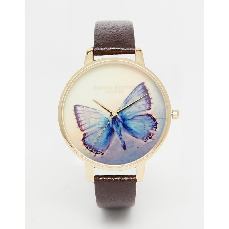 Olivia Burton - Woodland Butterfly - Armbanduhr mit großem Zifferblatt - Schokoladenbraun