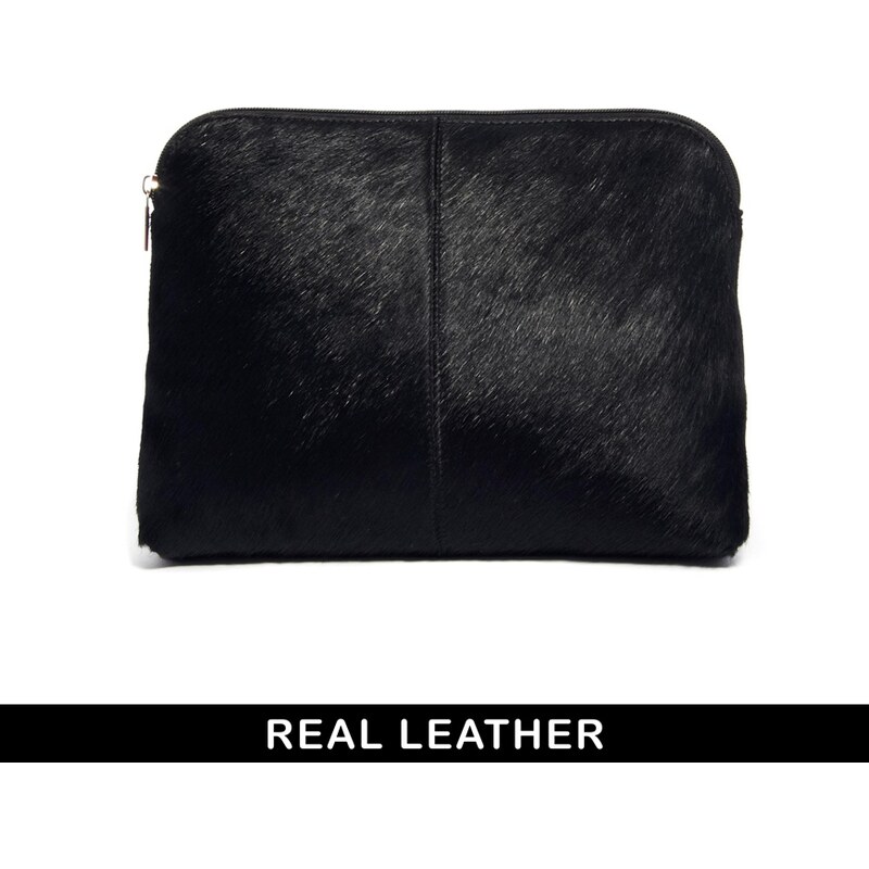 ASOS Leather Clutch Bag In Pony And Soft Construction