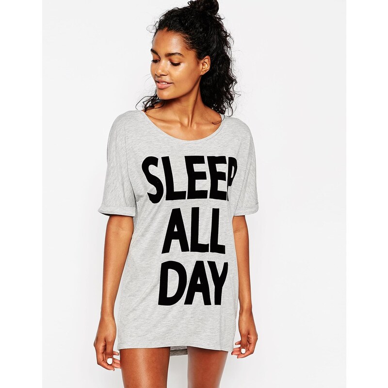 ASOS - Dance All Night Sleep All Day - Übergroß geschnittenes Schlaf-T-Shirt - Mehrfarbig