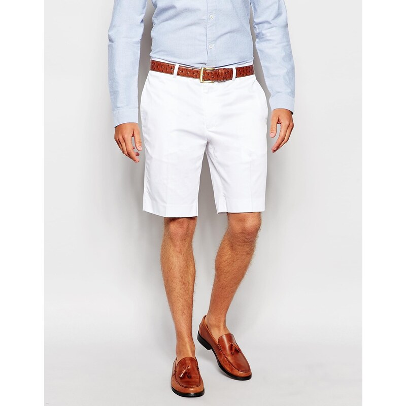 ASOS - Enge, elegante Shorts aus Baumwollsatin - Weiß