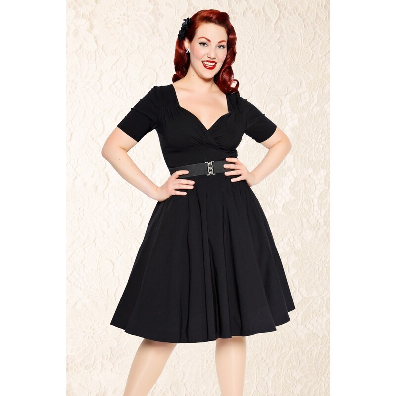 Collectif Clothing 50s Trixie Doll Swing Dress in Black