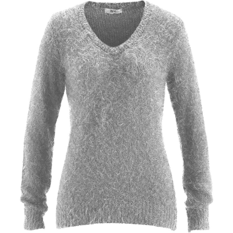 bpc bonprix collection Flausch-Pullover langarm in grau für Damen von bonprix
