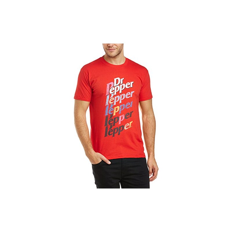 Dr Pepper Herren T-Shirt 46B. Dr Pepper Multi Logo, Einfarbig