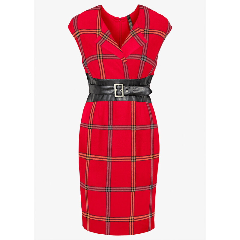 BODYFLIRT boutique Kleid mit Lederimitateinsatz/Sommerkleid in rot von bonprix