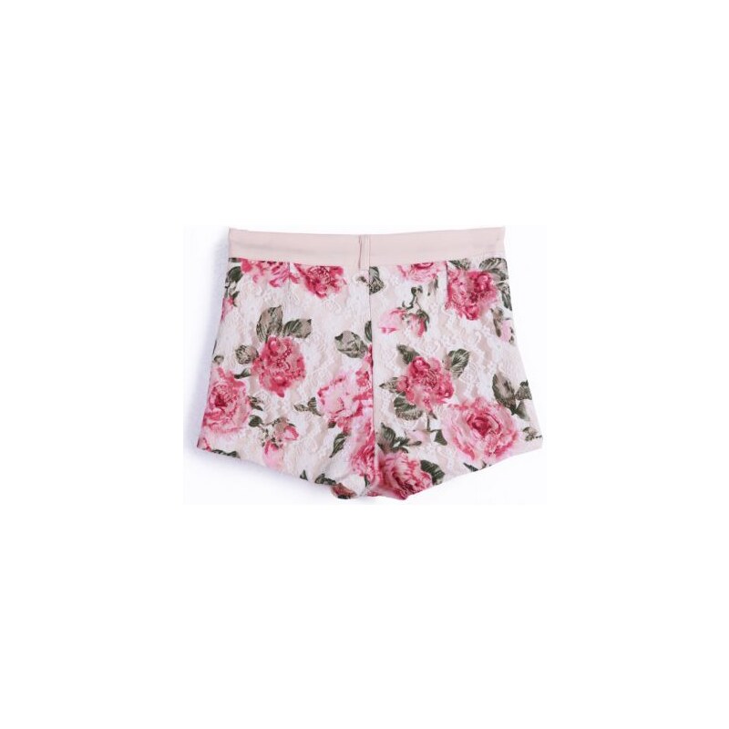 SheInside White Floral Lace Straight Shorts