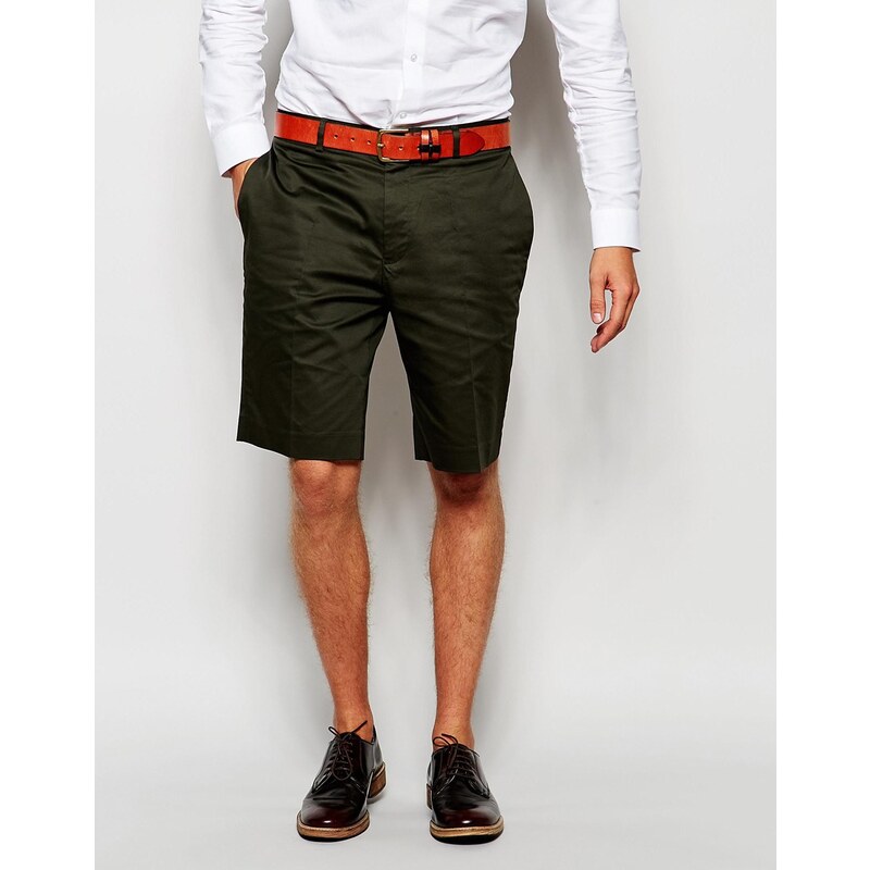 ASOS - Enge, elegante Shorts aus Baumwollsatin - Grün