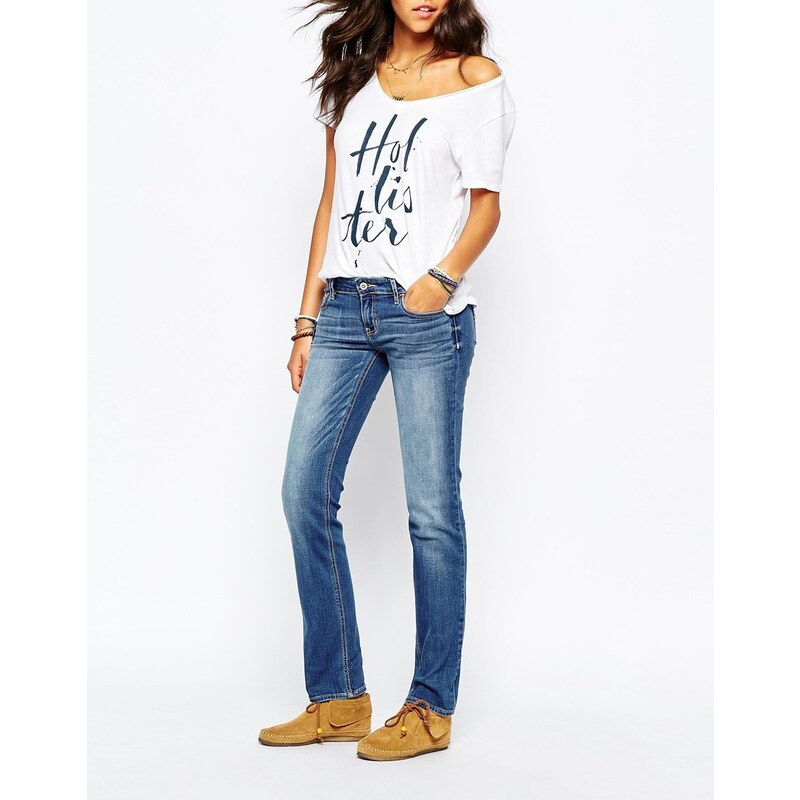 Hollister - Skinny-Jeans in Rinse-Waschung - Mittelblau