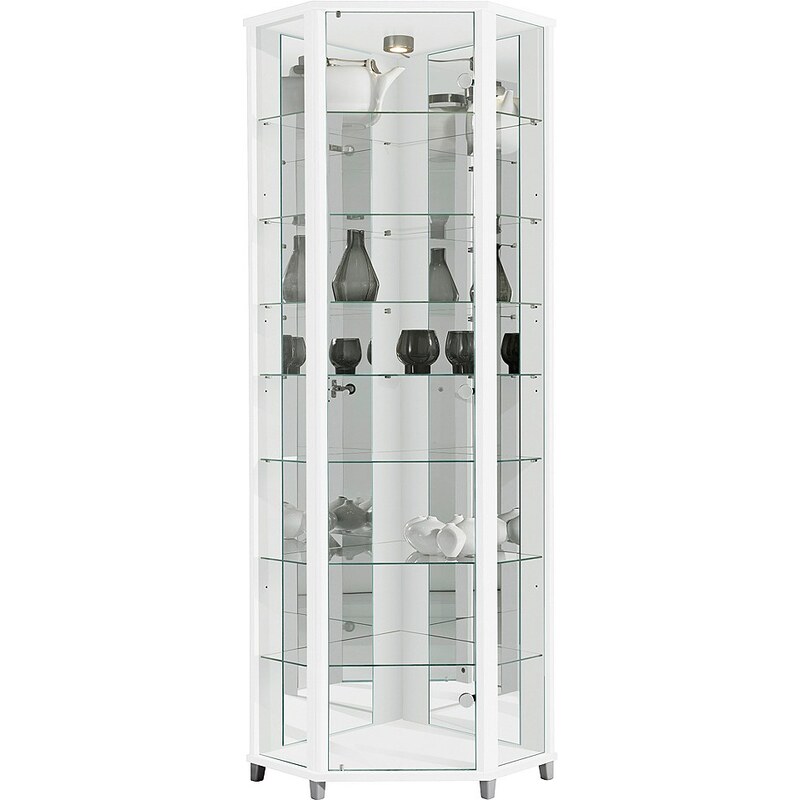 Eckvitrine, Höhe 172 cm, 7 Glasböden