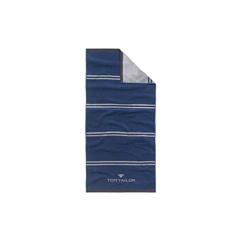 Badetuch Sport-Tuch mit Jaquard-Logo Tom Tailor blau 1x 70x150 cm