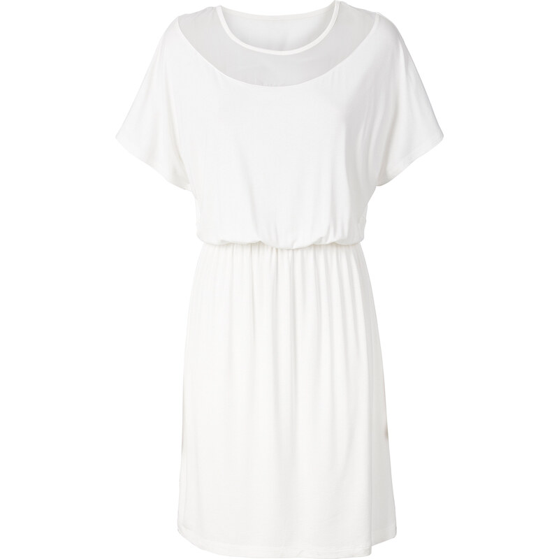 BODYFLIRT Shirtkleid/Sommerkleid kurzer Arm in weiß (Rundhals) von bonprix