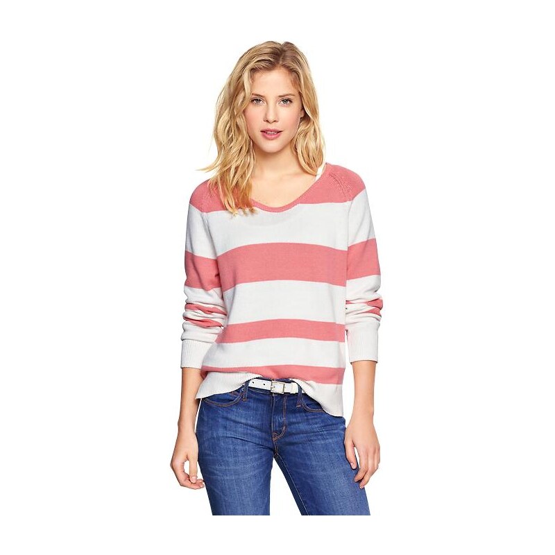 Gap Wide Stripe Sweater - Coral stripe