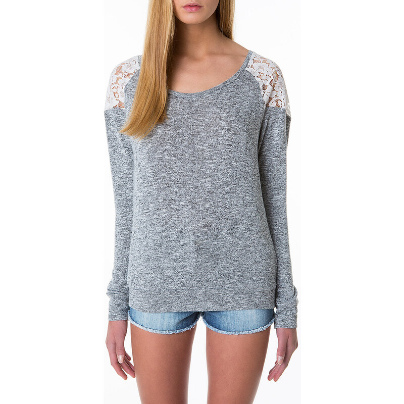Tally Weijl Grey Floral Lace Back Jumper