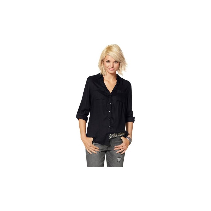 Laura Scott Damen Hemdbluse mit Brusttaschen schwarz 32 (XS),34,36 (S),38,40 (M),42,44 (L),46,48 (XL),50