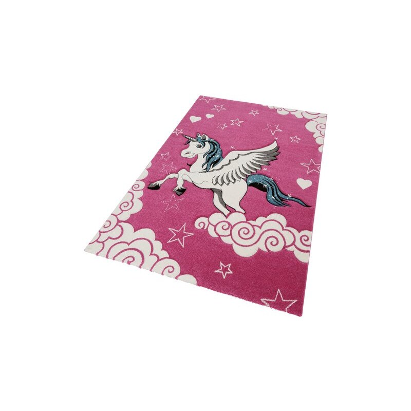 MERINOS Kinder-Teppich Merinos EINHORN gewebt rosa 2 (B/L: 80x150 cm),3 (B/L: 120x170 cm),4 (B/L: 160x230 cm)