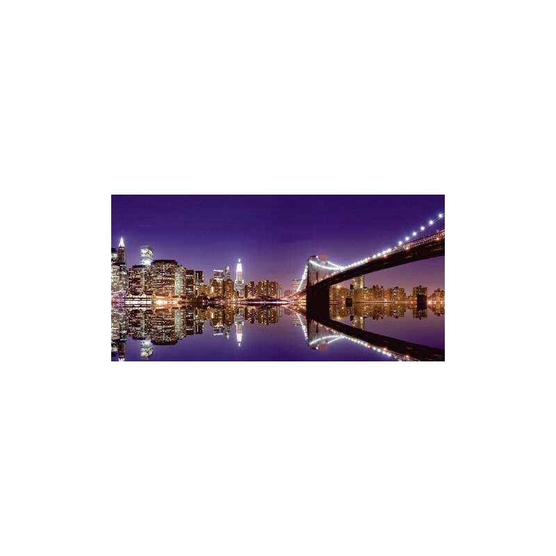 Leinwandbild M. Liu: N. Y. Skyline und nächtliche Reflektion 100/50 cm HOME AFFAIRE lila