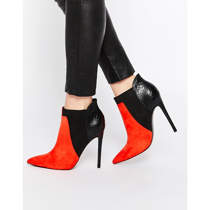 ASOS - ENVIOUS OF YOU - Spitze Chelsea-Ankle-Boots - Rot gemischt