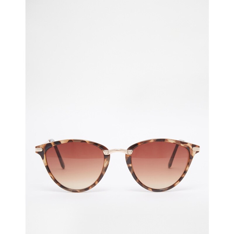 ASOS - Ovale Sonnenbrille mit Katzenaugen und Metall-Nasenbügel - Braun