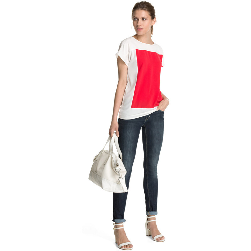 Esprit Seidige Colour-Blocking Shirt-Bluse