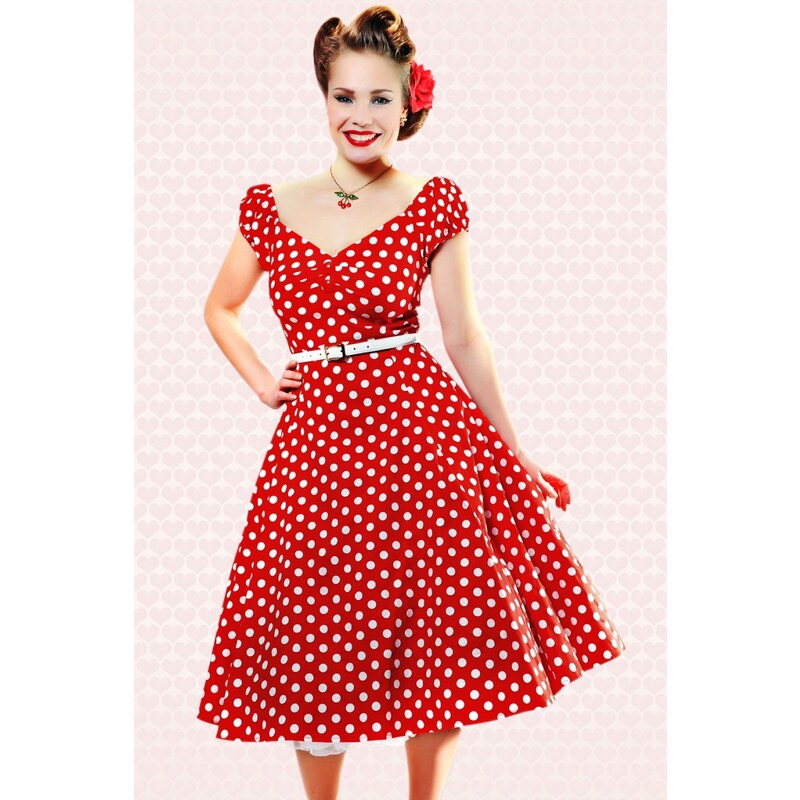 Collectif Clothing 50s Dolores Doll dress Red White polka swing dress