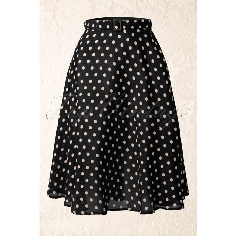 The Seamstress of Bloomsbury 40s Lola Circle Skirt in Black and White