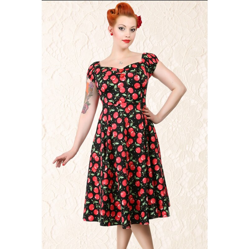 Collectif Clothing 50s Dolores Cherry Polkadot Doll Swing Dress