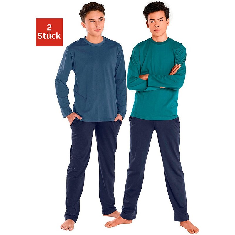 Pyjamas, lang (2 Stück), cooler Pyjama in Basicfarben