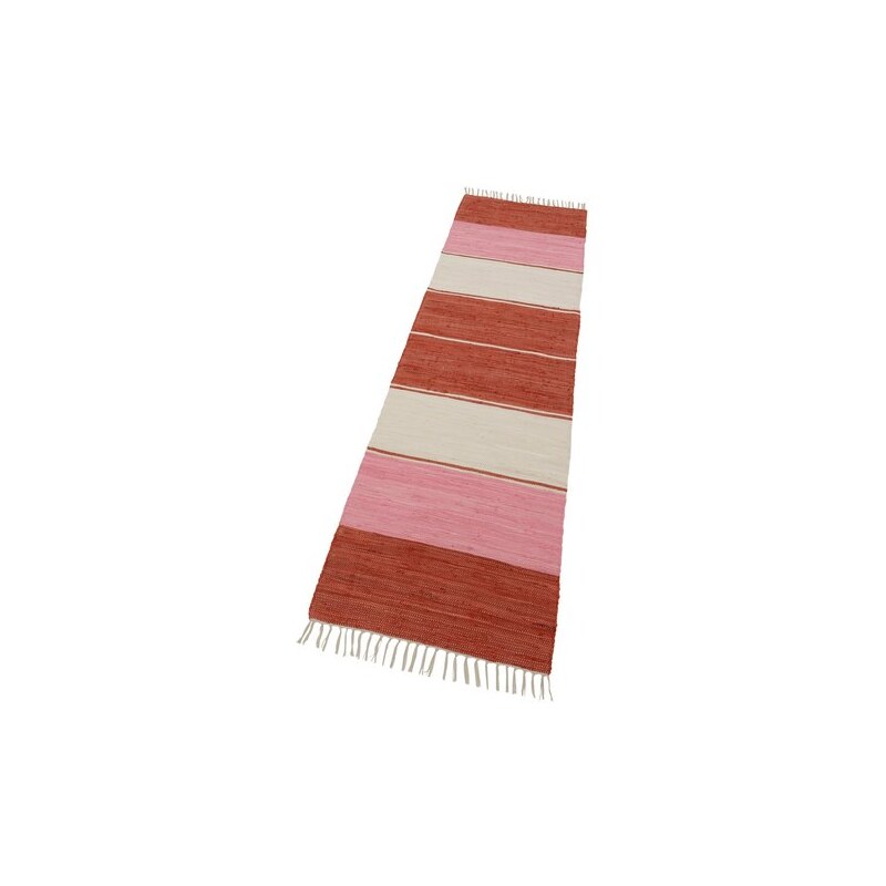 Läufer Stripe Cotton handweb Fleckerl THEKO rot 11 (B/L: 90x160 cm),12 (B/L: 70x250 cm)