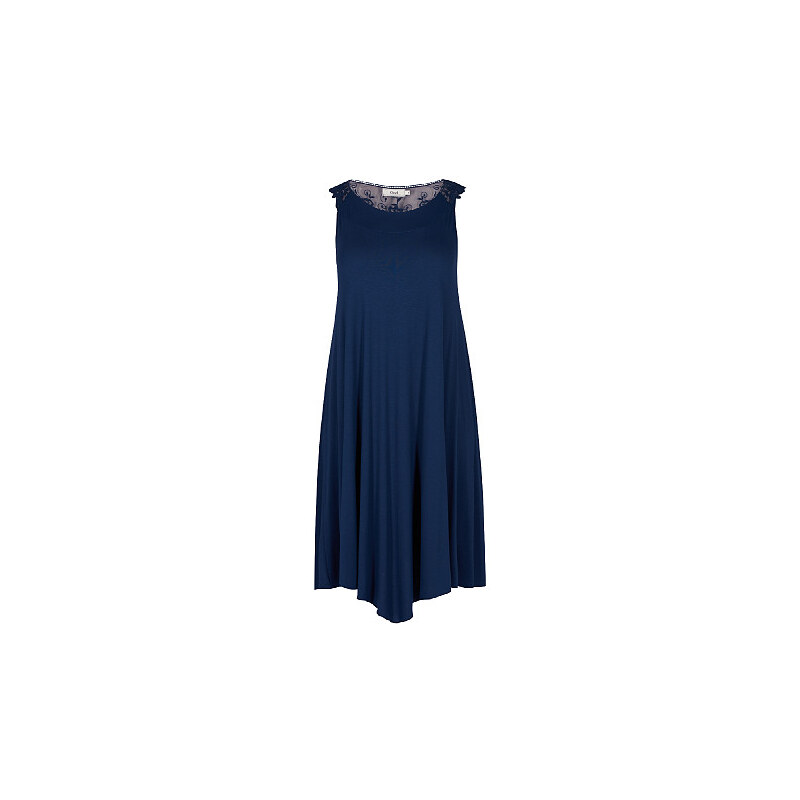 Zizzi, Langes Kleid mit Stickereien, dunkelblau, Größe XL 52-54