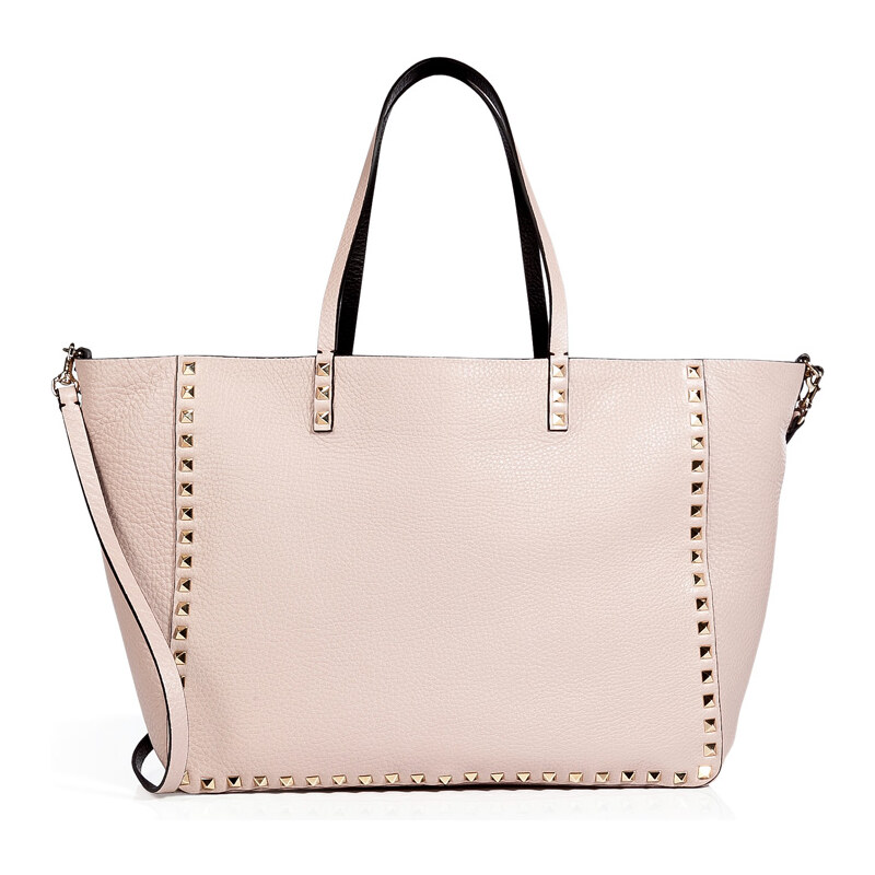 Valentino Leather Reversible Rockstud Tote with Shoulder Strap