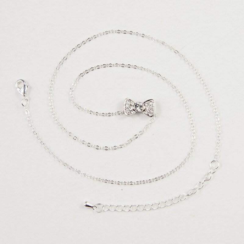 Lesara Versilberte Halskette mit Schleifen-Anhänger