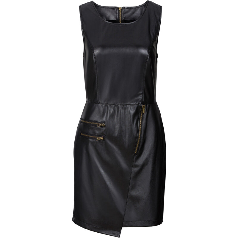 RAINBOW Lederimitat-Kleid ohne Ärmel in schwarz von bonprix
