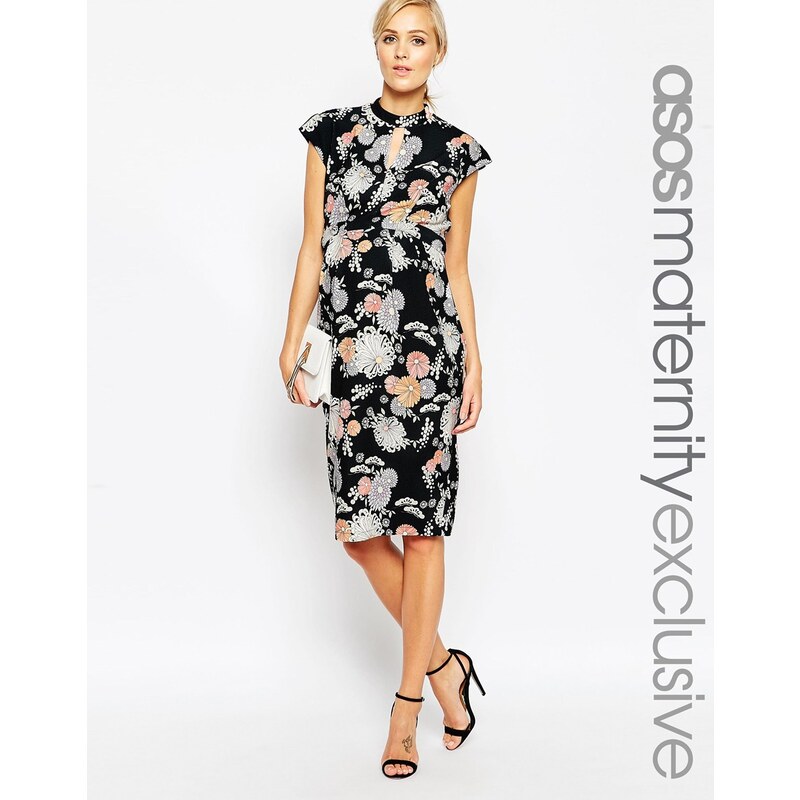 ASOS Maternity - Wiggle - Kleid mit Blumenmuster - Mehrfarbig