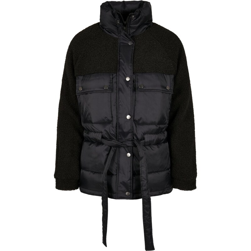 Urban Classics Damen TB3768-Ladies Sherpa Mix Puffer Jacket Jacken, Black, XXL