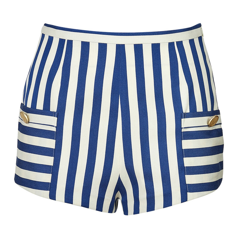 Olympia Le-Tan Cotton High-Waisted Striped Shorts