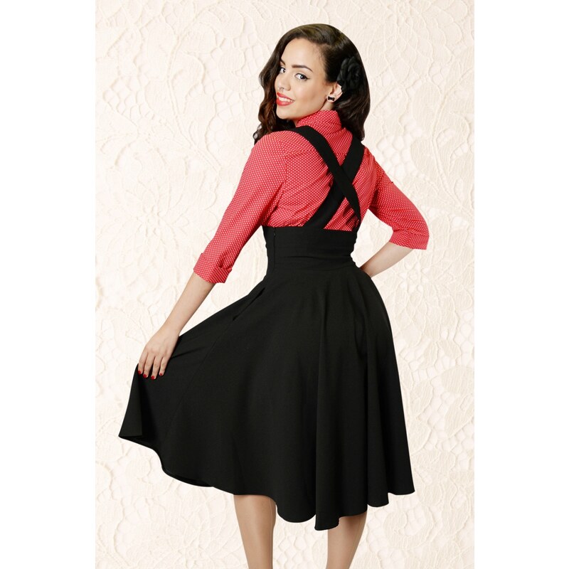 Collectif Clothing 50s Mary Plain Swing Skirt in Black