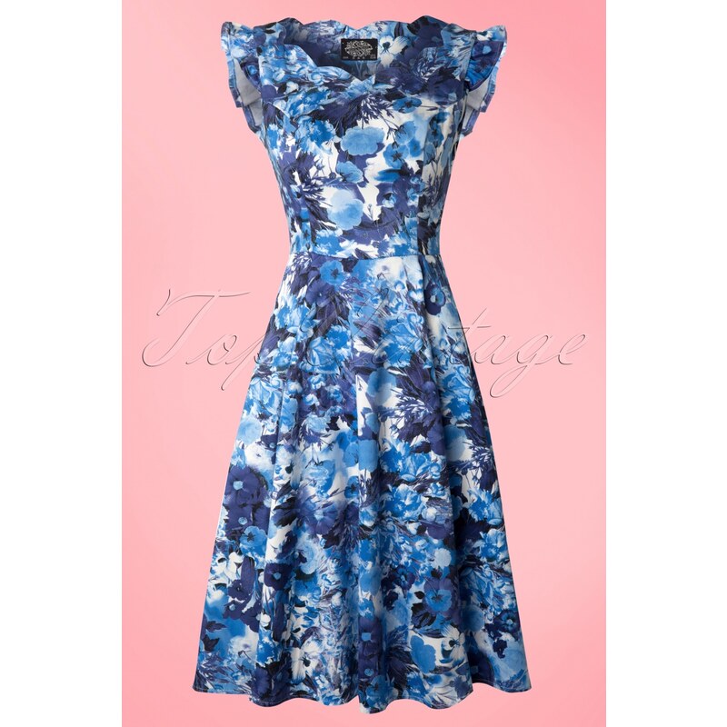 Hearts & Roses 50s Blue Floral dress