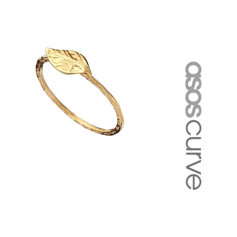 ASOS CURVE Gold Plated Sterling Silver Leaf Ring