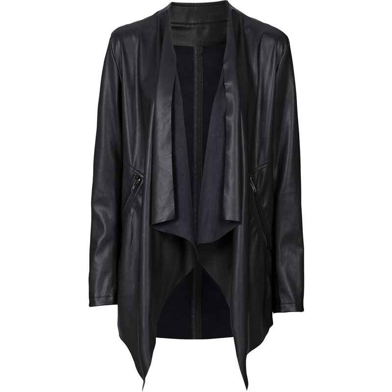 BODYFLIRT Lederimitat-Jacke langarm in schwarz für Damen von bonprix