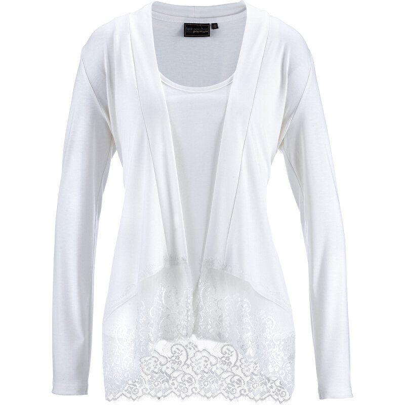 bpc selection premium Premium Twinset (Shirtjacke + Top) langarm in weiß für Damen von bonprix