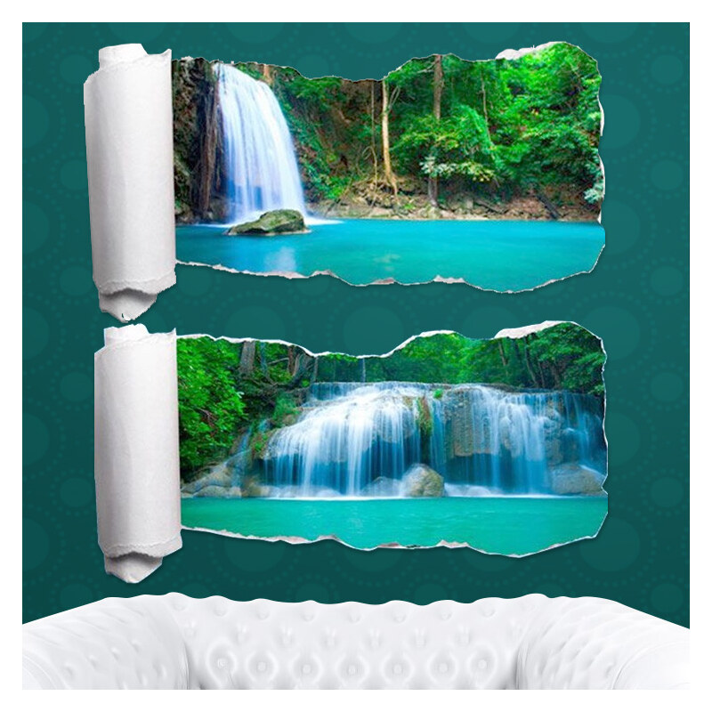 Lesara 3D-Tapeten-Sticker Wasserfall - großer Wasserfall