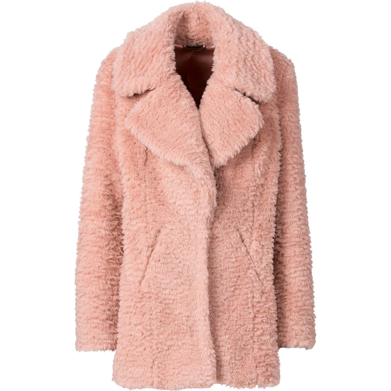 RAINBOW Fellimitat Mantel langarm in rosa für Damen von bonprix