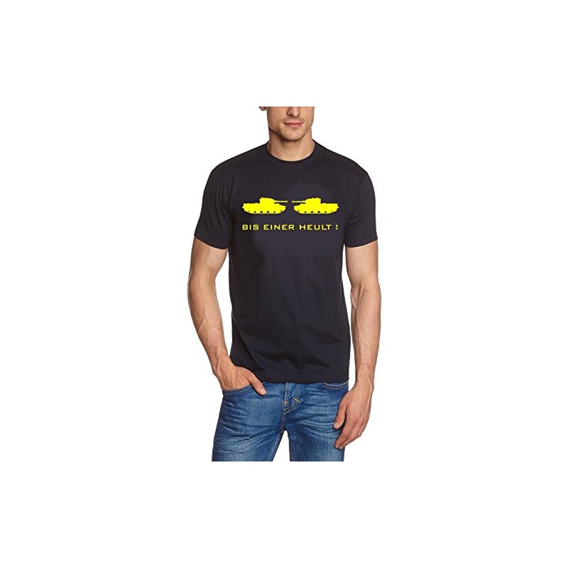 Coole-Fun-T-Shirts Bis einer heult T-Shirt dunkelblau / gelb
