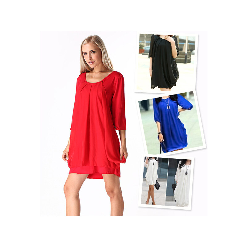 Lesara Kleid mit 3/4-Ärmeln - S - Rot
